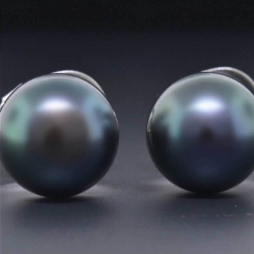 6-7 MM Black Pearl 14K Gold Sterling Silver Post